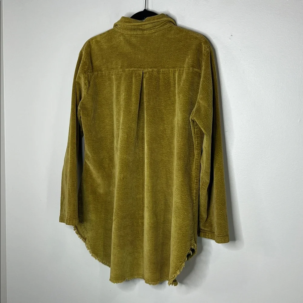 ELAN Cotton Blend Corduroy Fray Hem Button Front Shacket Size Large - Picture 9 of 11